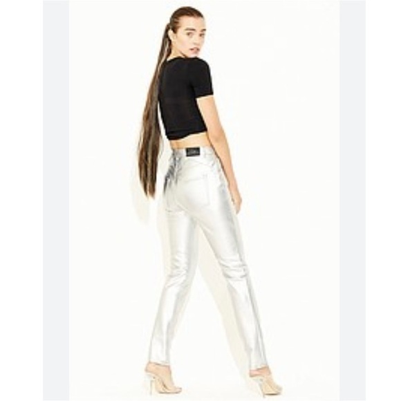 GARBAGE By Marta Goldschmied Glenda High Rise Silver Viinyl Pants Size 27 - Picture 1 of 6